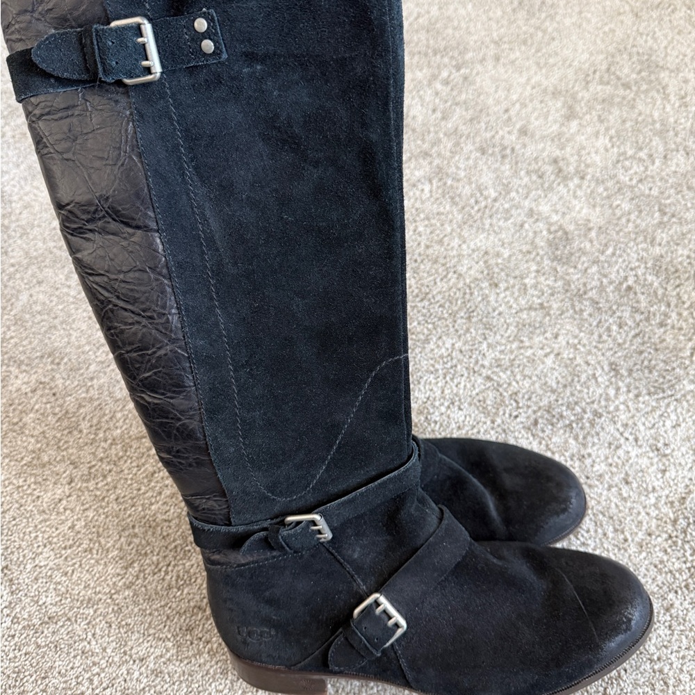 UGG Suede Knee Boots with Buckle Detail